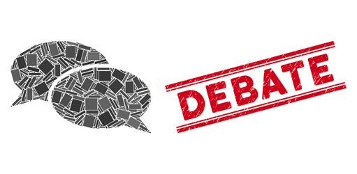 message clouds mosaic and distress debate seal vector image