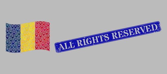 scratched all rights reserved badge and pointer vector image