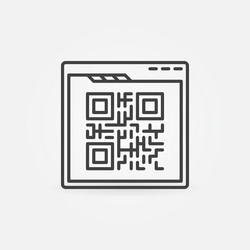 web browser with qr code concept line icon vector image