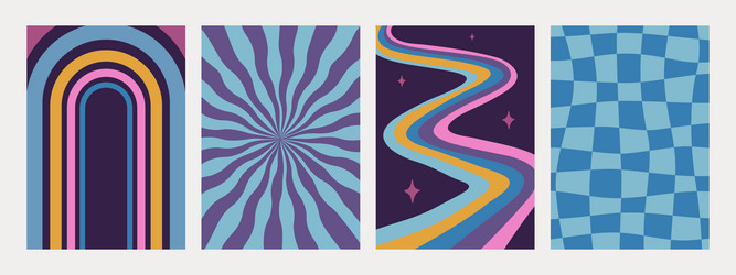 abstract groovy backgrounds set of psychedelic vector image
