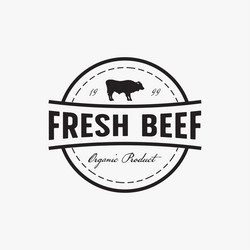 cow beef label badge logo on white background Vector Image