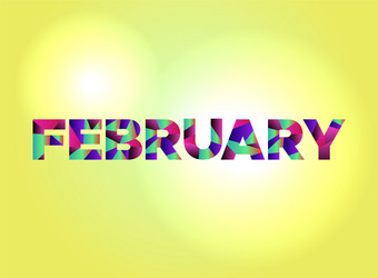 february concept colorful word art vector