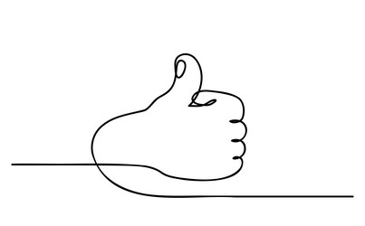 Gesture thumb up sign good positive line art style vector