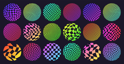 groovy checkered pattern neon round tiled grid vector image