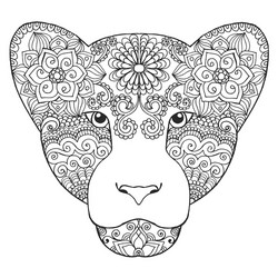 Lioness Head Doodle Vector Image