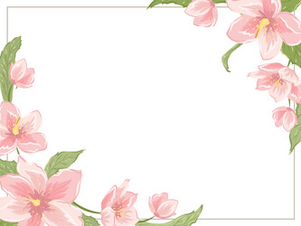 magnolia sakura hellebore corner frame horizontal vector