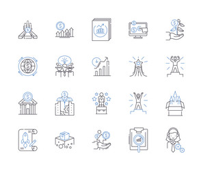 productivity outline icons collection efficiency vector