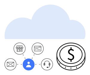 cloud-connected user ecosystem integrating email vector image