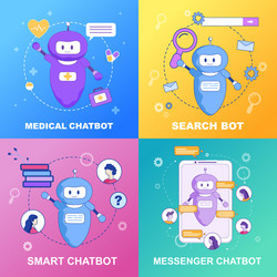 Flat banner set medical smart messenger chatbot vector