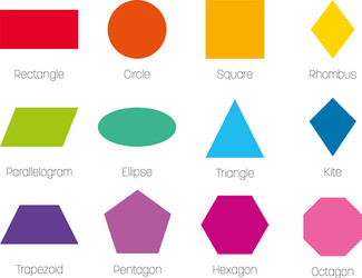 geometric shapes with labels set 12 basic vector image