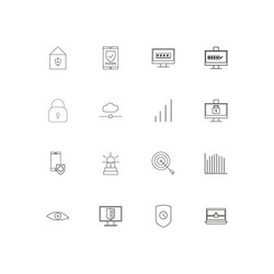 internet security linear thin icons set outlined vector image