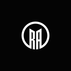 ra monogram logo isolated with a rotating circle vector image