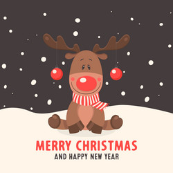 cute and funny christmas deer cartoon vector