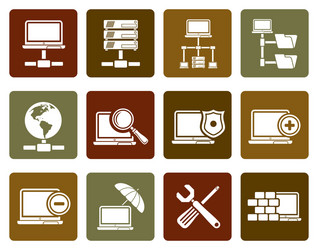 flat network server and hosting icons vector