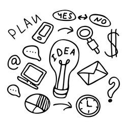 A set of objects in the style doodle vector