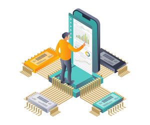 advanced data analytics in network chip technology vector image