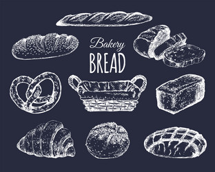 Bread hand drawn set Royalty Free Vector Image