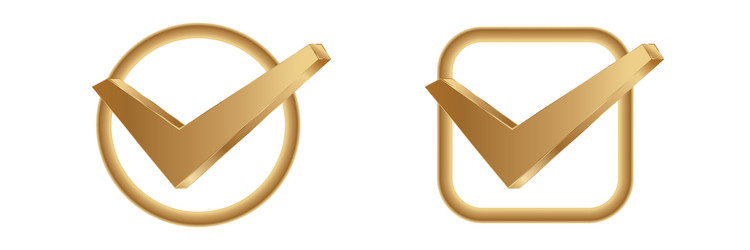 golden check marks inside circle and square vector image