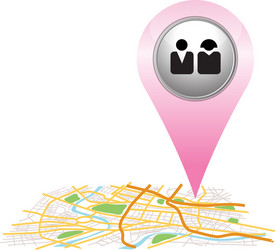 Peoples pin pointer on map location vector