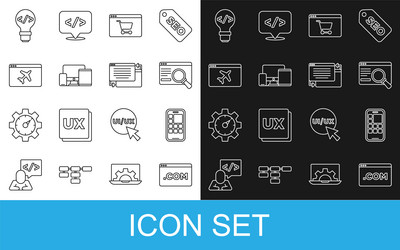 set line ui or ux design mobile apps online vector image