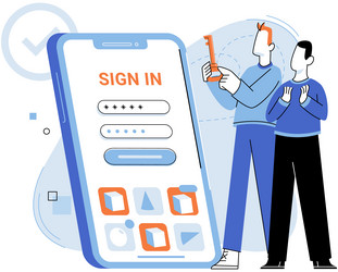 sign up page users can on website through vector image