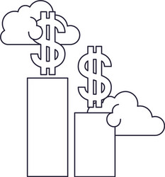 Bar graph with dollar symbol isolated icon vector