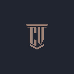 Cv initial monogram logo with pillar style design vector