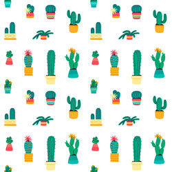 seamless pattern with different cactus vector image