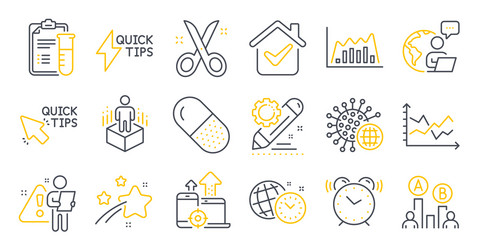Set science icons such as scissors project vector