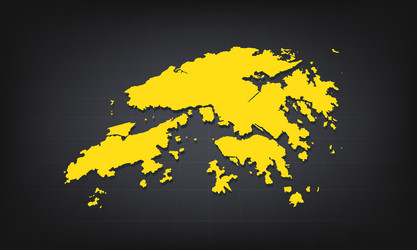 yellow 3d map of hong kong on a dark background vector image
