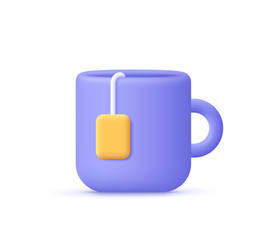 cup of tea or mug with bag time vector