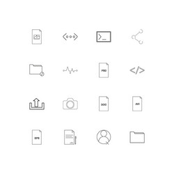 files and folders sign linear thin icons set vector image