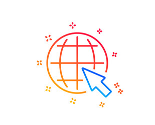 globe with mouse cursor line icon world sign vector image