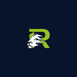 Lion power letter r media logo vector