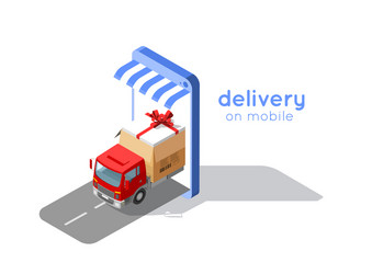 logistic order delivery service in isometric vector image