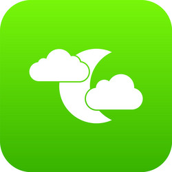 Moon and clouds icon digital green vector