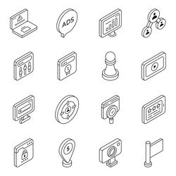 pack of web and analytics linear icons vector image