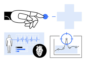robotic hand and health data visualizations vector image