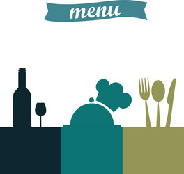 A three colored menu design with ribbon vector