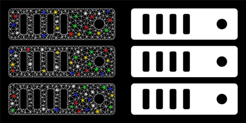 Bright mesh 2d database server icon with light vector