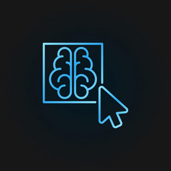 click on brain button colored outline icon vector image