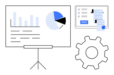 data presentation with bar and pie charts online vector image