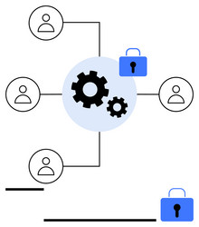 data security network connecting users with gear vector image