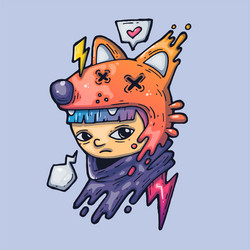 girl in a fox hat creative cartoon art for web vector