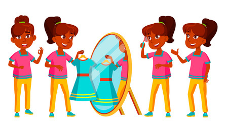 Indian girl set school child teen vector