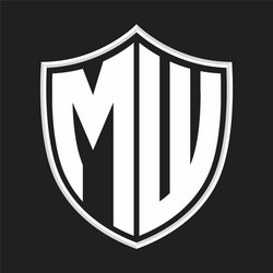 Mw logo monogram with shield shape isolated vector