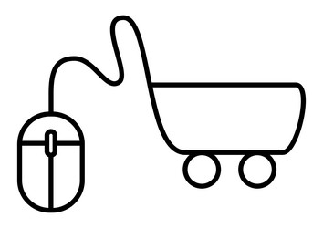 computer mouse which its cord forms a shopping vector