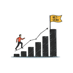 person climbing increasing bar chart with net vector image