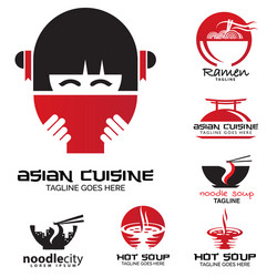 Asian cuisine logo set vector