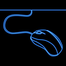 Continuous line computer mouse neon concept vector